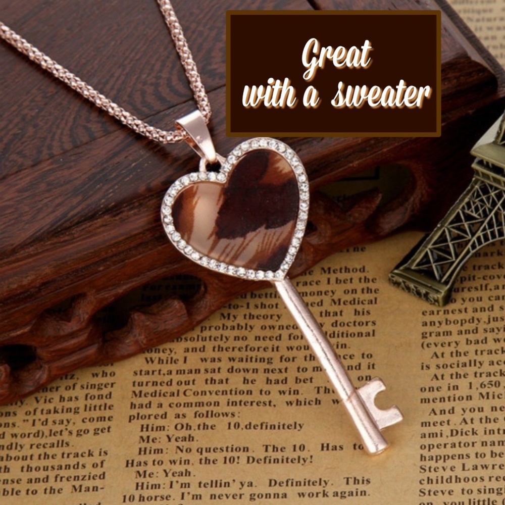 2 for $30 Long Gold Tone Key Necklace